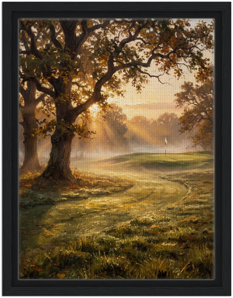 The First Tee as a black-framed canvas.