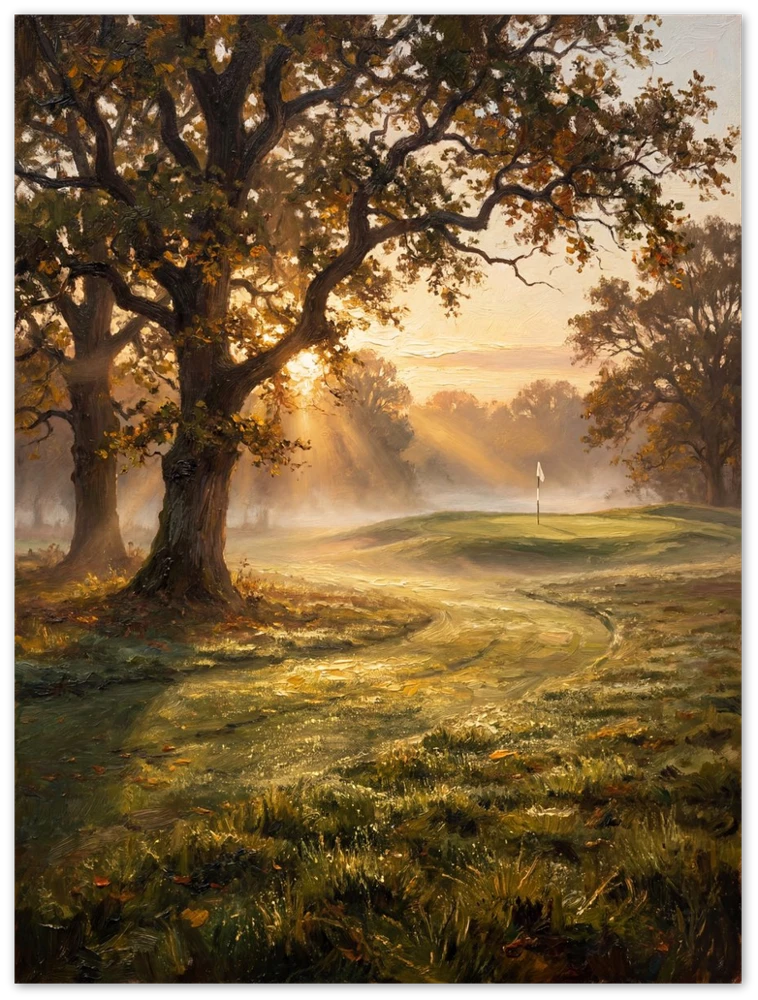 The First Tee on a metal panel.