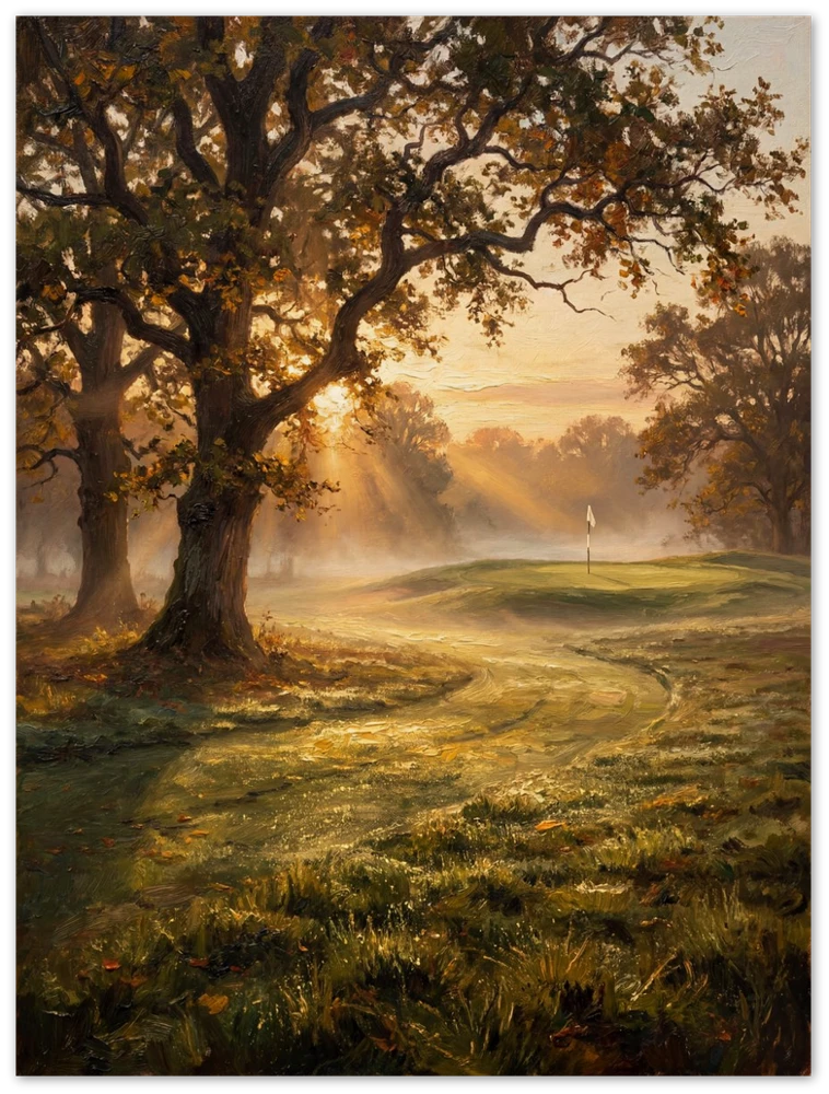 The First Tee on a wood panel.